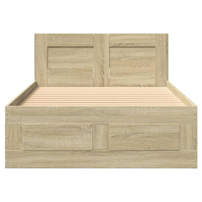 Bed Frame with Headboard without Mattress Sonoma Oak 100x200 cm