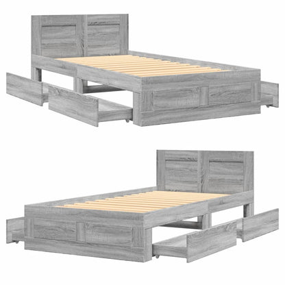 Bed Frame with Headboard without Mattress Concrete Grey 100x200 cm