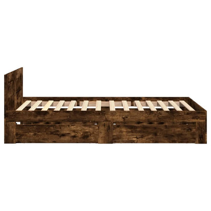 Bed Frame with Headboard without Mattress Smoked Oak 100x200 cm