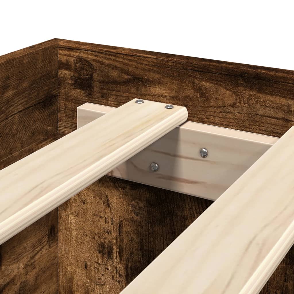 Bed Frame with Headboard without Mattress Smoked Oak 100x200 cm