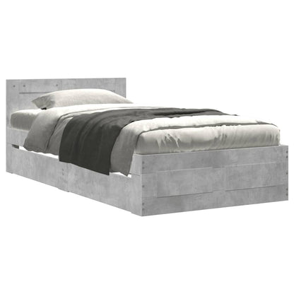 Bed Frame with Headboard without Mattress Concrete Grey 90x200 cm