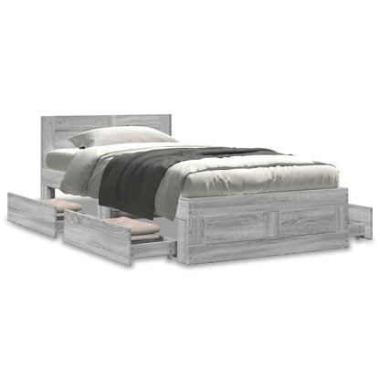Bed Frame with Headboard without Mattress Concrete Grey 90x200 cm