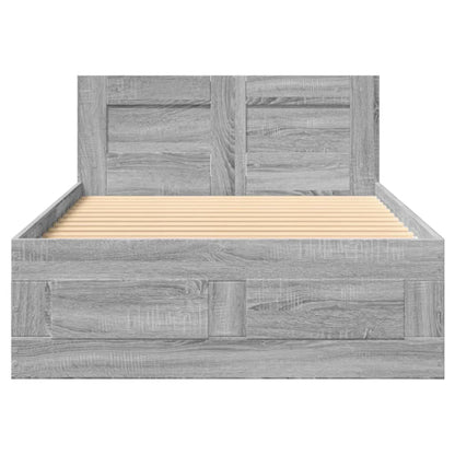 Bed Frame with Headboard without Mattress Grey Sonoma 90x200 cm