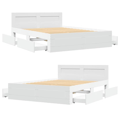Bed Frame with Headboard without Mattress White 140x190 cm