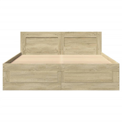 Bed Frame with Headboard without Mattress Sonoma Oak 140x190 cm