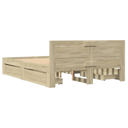 Bed Frame with Headboard without Mattress Sonoma Oak 140x190 cm