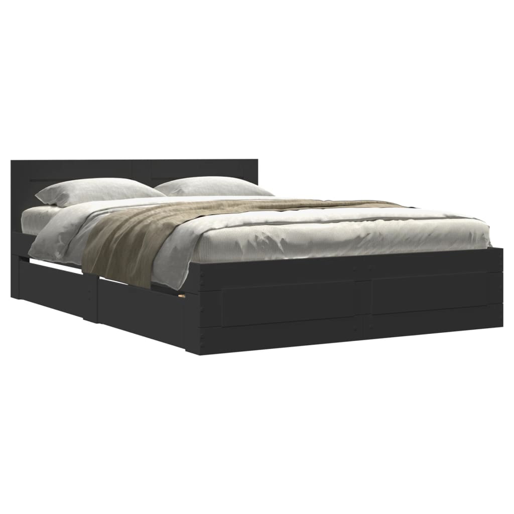 Bed Frame with Headboard without Mattress Black 120x190 cm Small Double