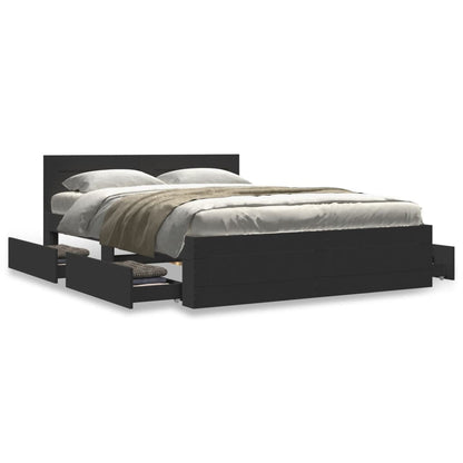 Bed Frame with Headboard without Mattress Black 120x190 cm Small Double
