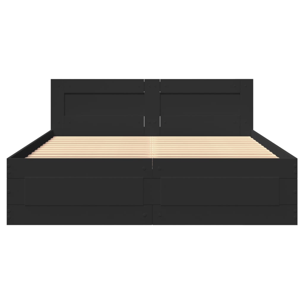 Bed Frame with Headboard without Mattress Black 120x190 cm Small Double