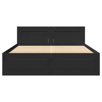 Bed Frame with Headboard without Mattress Black 120x190 cm Small Double