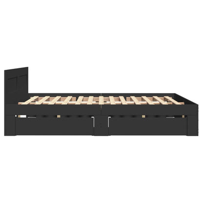 Bed Frame with Headboard without Mattress Black 120x190 cm Small Double
