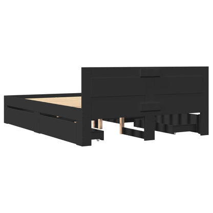 Bed Frame with Headboard without Mattress Black 120x190 cm Small Double