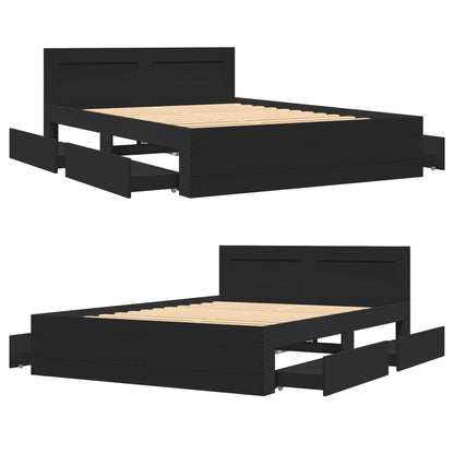 Bed Frame with Headboard without Mattress Black 120x190 cm Small Double