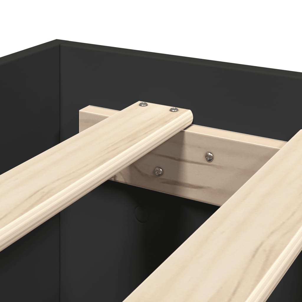 Bed Frame with Headboard without Mattress Black 120x190 cm Small Double