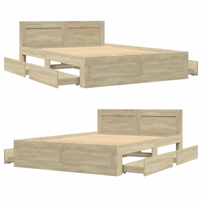 Bed Frame with Headboard without Mattress Sonoma Oak 120x190 cm Small Double