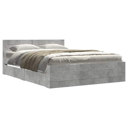 Bed Frame with Headboard without Mattress Concrete Grey 120x190 cm Small Double