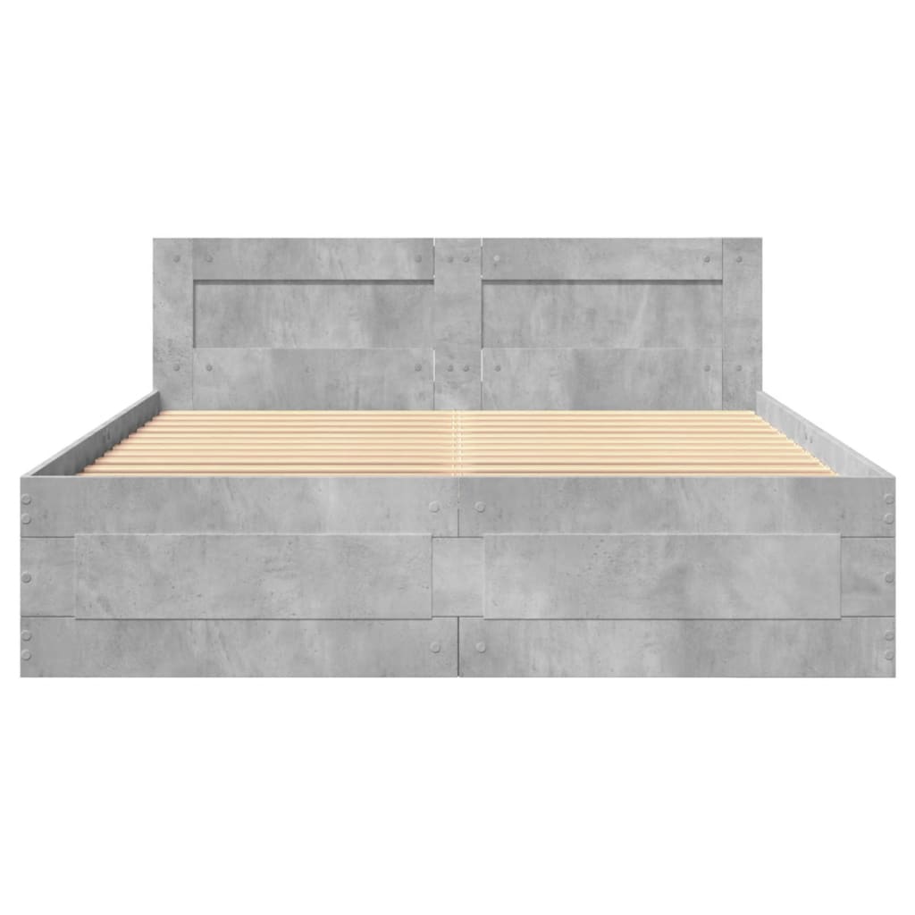 Bed Frame with Headboard without Mattress Concrete Grey 120x190 cm Small Double