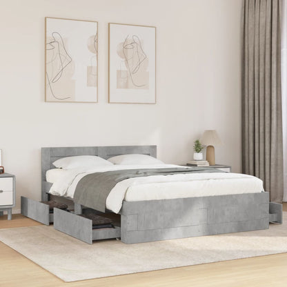Bed Frame with Headboard without Mattress Concrete Grey 120x190 cm Small Double
