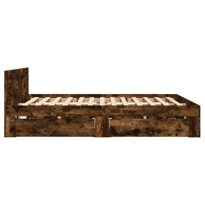 Bed Frame with Headboard without Mattress Smoked Oak 120x190 cm Small Double