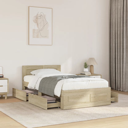 Bed Frame with Headboard without Mattress Sonoma Oak 90x190 cm Single