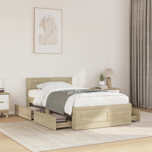 Bed Frame with Headboard without Mattress Sonoma Oak 90x190 cm Single