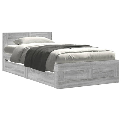 Bed Frame with Headboard without Mattress Grey Sonoma 90x190 cm Single
