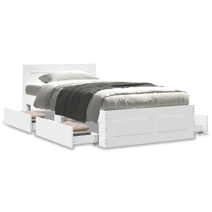 Bed Frame with Headboard without Mattress White 75x190 cm Small Single
