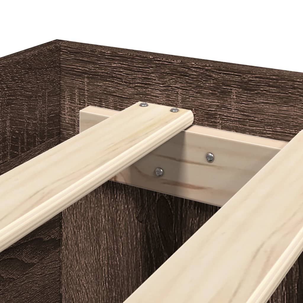 Bed Frame with Headboard without Mattress Brown Oak 75x190 cm Small Single