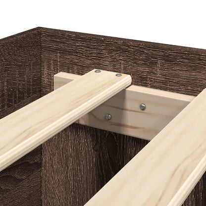 Bed Frame with Headboard without Mattress Brown Oak 75x190 cm Small Single