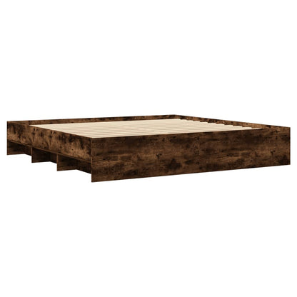 Bed Frame without Mattress Smoked Oak 180x200 cm Super King Engineered Wood