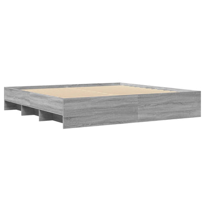 Bed Frame without Mattress Grey Sonoma 180x200 cm Super King Engineered Wood