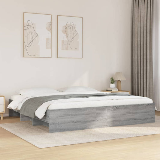 Bed Frame without Mattress Grey Sonoma 180x200 cm Super King Engineered Wood