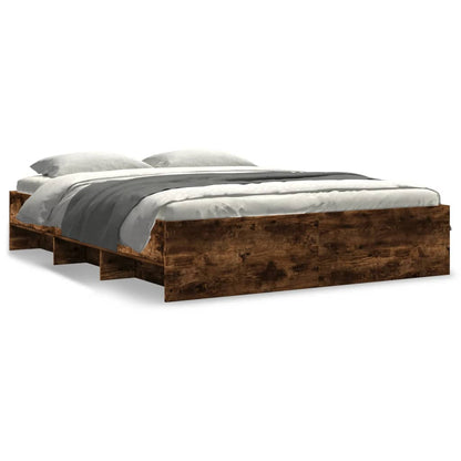 Bed Frame without Mattress Smoked Oak 160x200 cm Engineered Wood