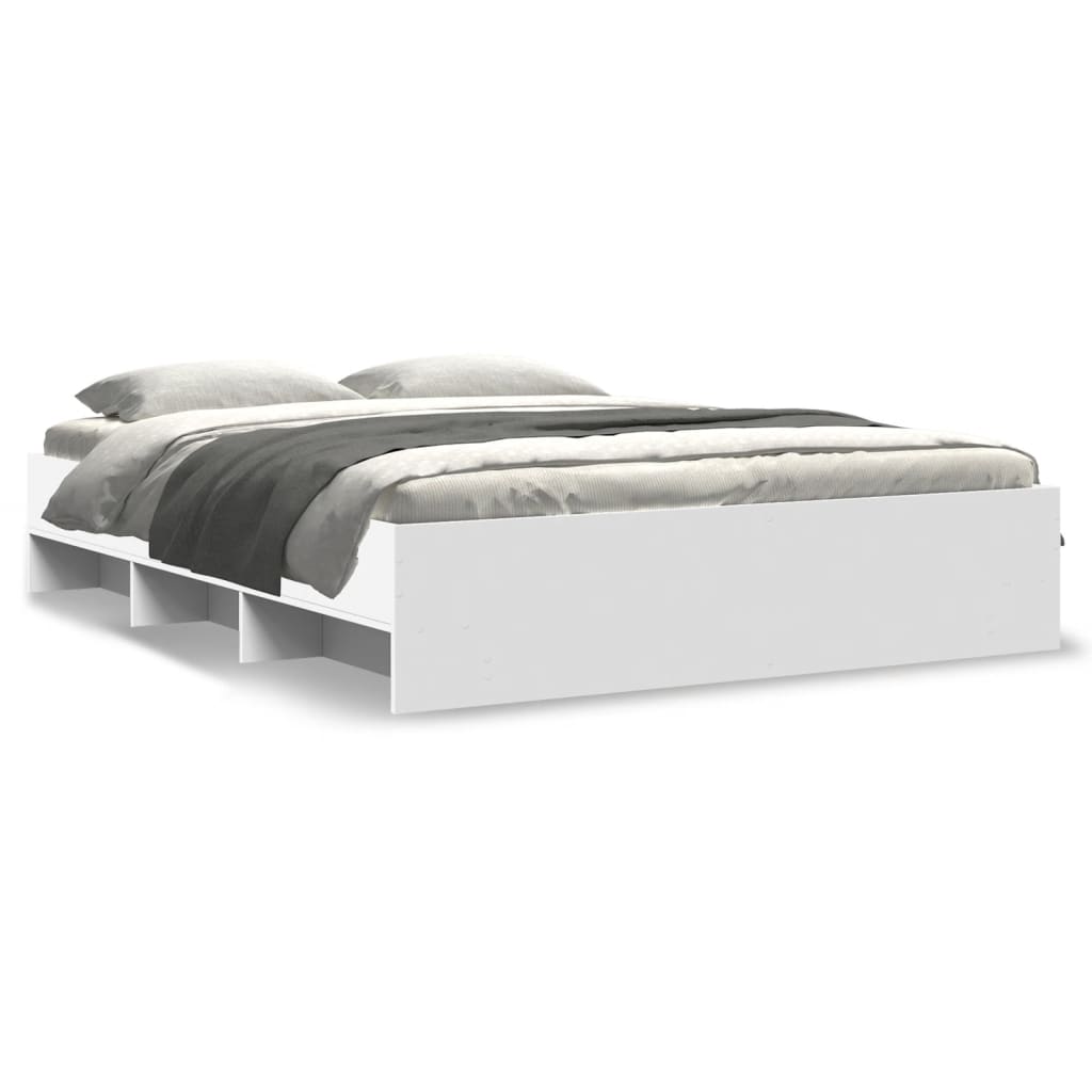 Bed Frame without Mattress White 150x200 cm King Size Engineered Wood