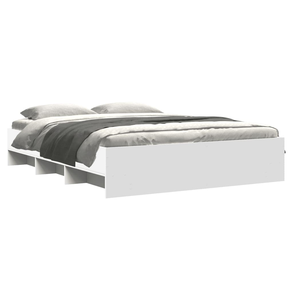 Bed Frame without Mattress White 150x200 cm King Size Engineered Wood