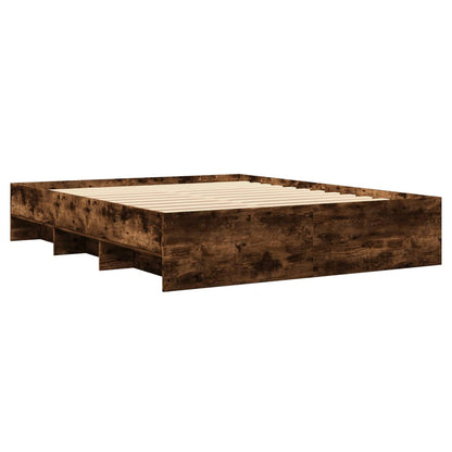 Bed Frame without Mattress Smoked Oak 150x200 cm King Size Engineered Wood