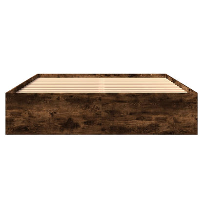Bed Frame without Mattress Smoked Oak 150x200 cm King Size Engineered Wood