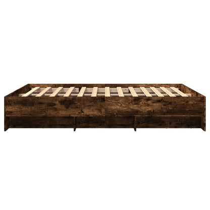 Bed Frame without Mattress Smoked Oak 150x200 cm King Size Engineered Wood