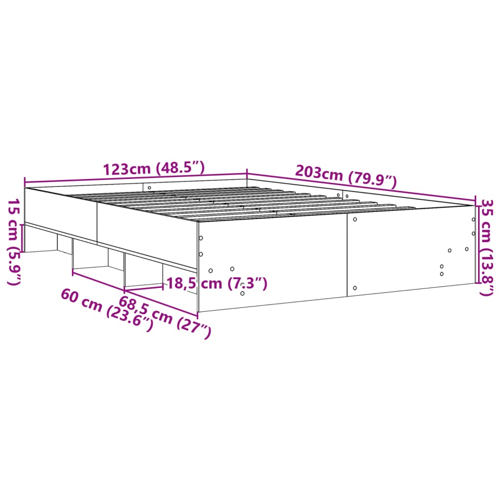 Bed Frame without Mattress White 120x200 cm Engineered Wood