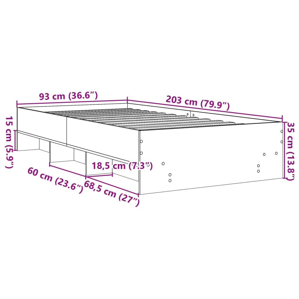 Bed Frame without Mattress White 90x200 cm Engineered Wood