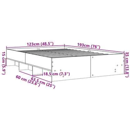 Bed Frame without Mattress White 120x190 cm Small Double Engineered Wood