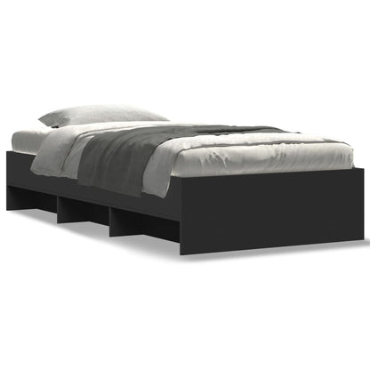 Bed Frame without Mattress Black 75x190 cm Small Single Engineered Wood