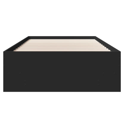 Bed Frame without Mattress Black 75x190 cm Small Single Engineered Wood