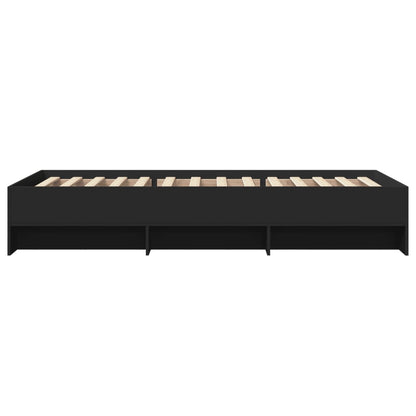 Bed Frame without Mattress Black 75x190 cm Small Single Engineered Wood