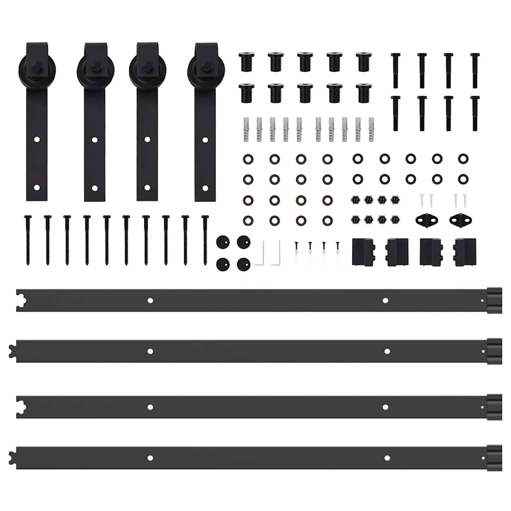 Sliding Door Hardware Kit 213,5 cm Steel Black
