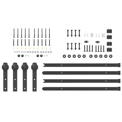 Sliding Door Hardware Kit 200 cm Steel Black