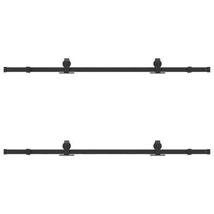 Sliding Door Hardware Kit 183 cm Steel Black