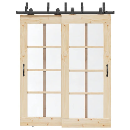 Sliding Door Hardware Kit 183 cm Steel Black