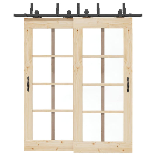 Sliding Door Hardware Kit 200 cm Steel Black
