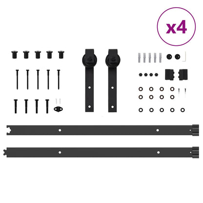 Sliding Door Hardware Kit 305 cm Steel Black